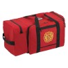 Large heavy-duty gear and storage bag made of red polyester, 4 compartments, with removable shoulder straps.