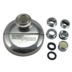 eyePod faucet-mounted eyewash with anti-scald valve, ANSI Z358.1 compliant.