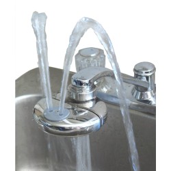 eyePod faucet-mounted eyewash with anti-scald valve, ANSI Z358.1 compliant.