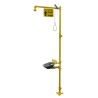 Bradley combination emergency shower and eyewash with steel bowl, certified ANSI Z358.1-2009.