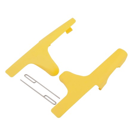 Couvercles jaunes en plastique pour têtes de douches oculaires et faciales Halo par Bradley.