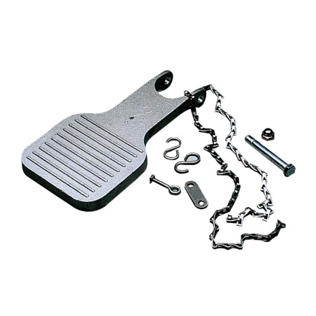 Pédale pour douches oculaires ou faciales Bradley à piédestal, permettant une activation avec le pied pour mains libres.