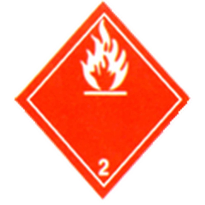 Flammable Gas label, 4 in X 4 in, rolls of 500. Use under WHMIS procedures.