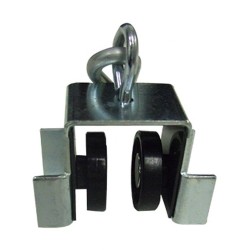 Roller for track of curtain, nylon castors with S hook, riveted castor to steel frame.