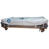 Temporary containment tent for asbestos abatement and decontamination. Kit includes a wheel mounted frame and a fabric canvas