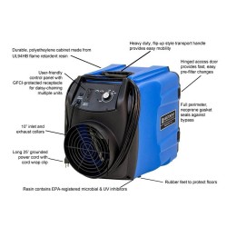 Purificateur d’air portable Predator 750 à 3 vitesses. Débit de 200 à 750 cfm pour chantier de désamiantage & de décontamination