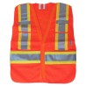 Veste de circulation orange fluo, ajustable M-XXL, CSA Z96 classe 2, 100% polyester, 4 poches.