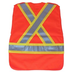 Veste de circulation orange fluo, ajustable M-XXL, CSA Z96 classe 2, 100% polyester, 4 poches.