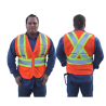 Fluorescent orange safety vest, adjustable M-XXL, CSA Z96 class 2, 100% polyester, 4 pockets.