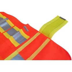 Veste de circulation orange fluo, ajustable M-XXL, CSA Z96 classe 2, 100% polyester, 4 poches.