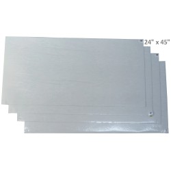 White tacky mat with 120 polyethylene disposable tacky sheets. Cleans shoe soles. 24"x 45”. 4 x 30 sheets.