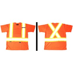 Chandail de signalisation en polyester orange CSA Z96-09, classe 2 niveau 2