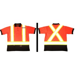 Polo  made of orange polyester, approved CSA Z96-09