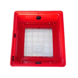 CATO™ red HDPE manual pull station cover with acrylic window, for flush-mounted pull stations.