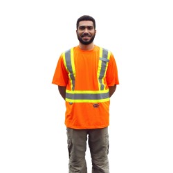 Orange traffic polyester t-shirt, CSA Z96-09, class 2 level 2