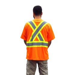 Chandail de signalisation en polyester orange CSA Z96-09, classe 2 niveau 2
