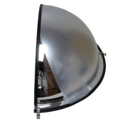 Acrylic half dome convex mirror, for 180-degree view in a T-intersection.