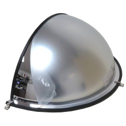 Acrylic half dome convex mirror, for 180-degree view in a T-intersection.