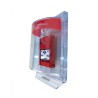 Couvert en polycarbonate transparent pour station d'alarme manuelle avec fils encastrés.