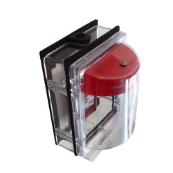 Couvert en polycarbonate résistant à l'eau pour station manuelle d'alarme incendie avec fils en surface.