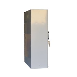 Wall-mounted metal first aid cabinet with acrylic door panel and lock with 2 keys.