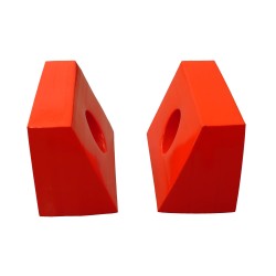 Head immobilizer with straps and foam blocks.