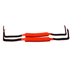 Immobilisateur de tête avec courroies et blocs de mousse.