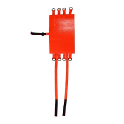 Head immobilizer with straps and foam blocks.