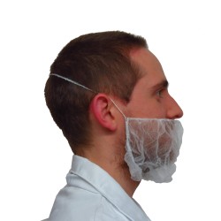 Beard net, white mesh (100/pkg).