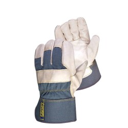 Endura® cowgrain leather and cotton fitters gloves, Gunn cut, with 4” bandtop cuff. Sold by the pair.
