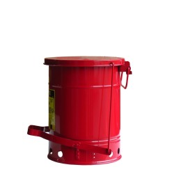 Container for oily or solvent-soaked rags, 6 gallons, with pedal, FM, UL, OSHA approuved.