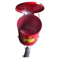 Container for oily or solvent-soaked rags, 10 gallons, with pedal, approved FM, UL, OSHA.