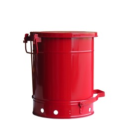 Container for oily or solvent-soaked rags, 10 gallons, with pedal, approved FM, UL, OSHA.