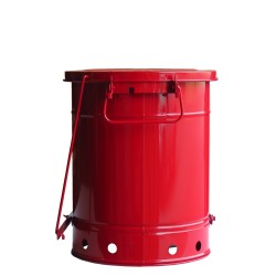 Container for oily or solvent-soaked rags, 10 gallons, with pedal, approved FM, UL, OSHA.