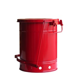 Container for oily or solvent-soaked rags, 10 gallons, with pedal, approved FM, UL, OSHA.