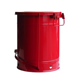Container for oily or solvent-soaked rags, 14 gallons, with pedal, approved FM, UL, OSHA. 