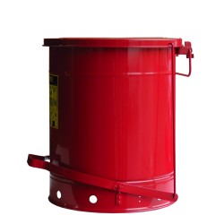 Container for oily or solvent-soaked rags, 14 gallons, with pedal, approved FM, UL, OSHA. 