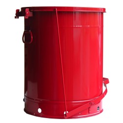 Container for oily or solvent-soaked rags, 21 gallons, with pedal, approved FM, UL, OSHA.
