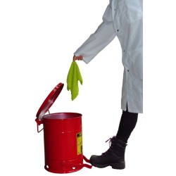 Bidon pour chiffons imbibés d'huiles ou solvants, 6 gallons, avec pédale, approuvé FM, UL, OSHA.
