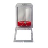 Clear water-resistant polycarbonate cover for  manual fire alarm pull station.