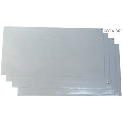 White tacky mat with 120 polyethylene disposable tacky sheets. Cleans shoe soles. 18"x 45”. 4 x 30 sheets.