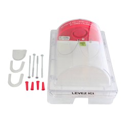 Couvercle Stopper II avec alarme locale et instructions en français pour station manuelle d'alarme incendie en surface