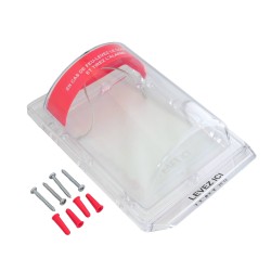 Stopper II® clear polycarbonate cover without a horn, but with French labelling for flush mounted manual pull stations