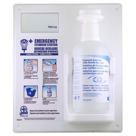 Ensemble mural pour lavage oculaire, 1 litre.
