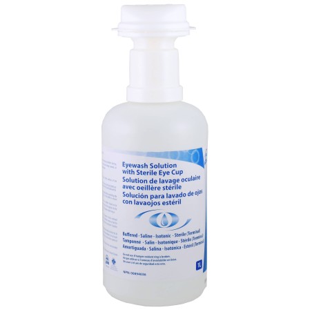 Bouteille de remplacement pour ensemble mural pour lavage oculaire, 1 litre.