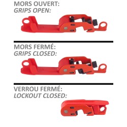 Verrou Master Lock Grip Tight 493B pour la plupart des disjoncteurs simples et doubles.