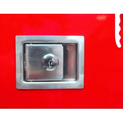 Surface-mounted outdoors steel fire cabinet for 10 lbs extinguishers.