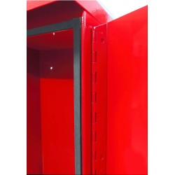 Surface-mounted outdoors steel fire cabinet for 10 lbs extinguishers.