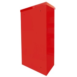 Surface-mounted outdoors steel fire cabinet for 30 lbs extinguishers.