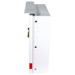 Steel box safety plan13 3/8 in W X 13 3/8 in H X 4 1/4 in. Fire safety plan box is made 18 gauge.